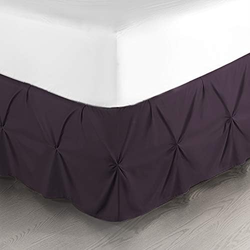 Nestl Purple Bed Skirt Cal King Size, Pinch Pleat Cal King Bed Skirt, 14" Inch Drop Cal King Bedskirt, Hotel Quality Purple Bed Skirts, Microfiber Bedskirt for Cal King Bed, Purple Cal King Bed Skirt