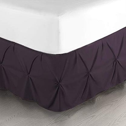 Nestl Purple Bed Skirt Cal King Size, Pinch Pleat Cal King Bed Skirt, 14" Inch Drop Cal King Bedskirt, Hotel Quality Purple Bed Skirts, Microfiber Bedskirt for Cal King Bed, Purple Cal King Bed Skirt