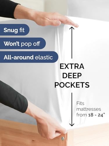 Extra Deep King Sheet Set - 4 Piece Breathable & Cooling Bed Sheets - White