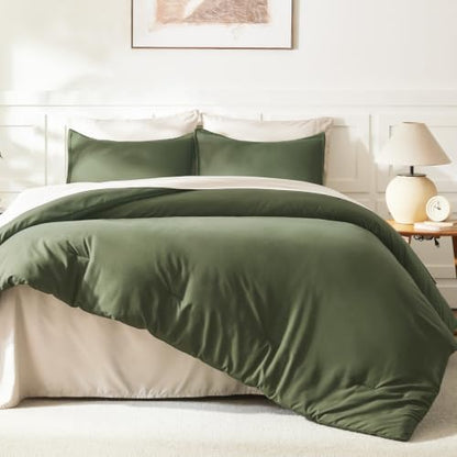 Litanika Olive California King Comforter Set, 3 Pieces Solid Bedding