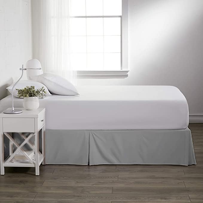 Twin XL Bed Skirt 1pc - Bed Frame and Box Spring Cover - 18-Inch Tailored Drop Pleated 800-TC Luxury Classic Look Egyptian Cotton- Easy Fit, Wrinkle, Fade, Stain Resistant