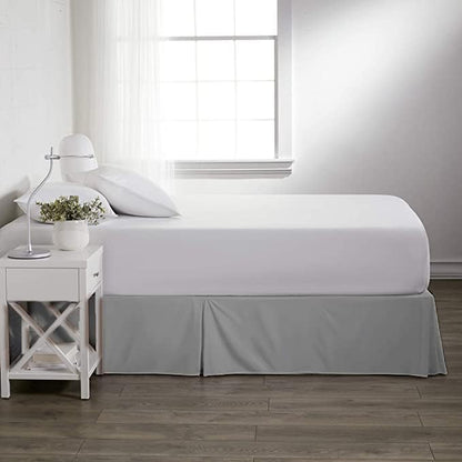Twin XL Bed Skirt 1pc - Bed Frame and Box Spring Cover - 18-Inch Tailored Drop Pleated 800-TC Luxury Classic Look Egyptian Cotton- Easy Fit, Wrinkle, Fade, Stain Resistant