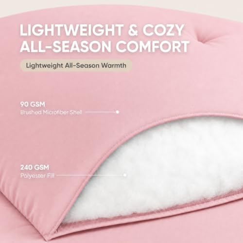HIMEET Twin XL Comforter Set, 5-Piece Point-Quilted Bed in a Bag, Pink