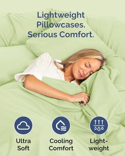 King Standard Pillow Cases Set of 6 - Pillowcase Covers - Light Sage Green