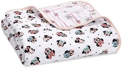 aden + anais Dream Blanket, Boutique Muslin Baby Blankets for Girls & Boys, Ideal Lightweight Newborn Nursery & Crib Blanket, Unisex Toddler & Infant Bedding, Shower Gifts, Minnie Mouse Rainbows