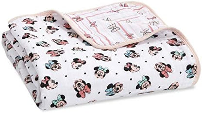 aden + anais Dream Blanket, Boutique Muslin Baby Blankets for Girls & Boys, Ideal Lightweight Newborn Nursery & Crib Blanket, Unisex Toddler & Infant Bedding, Shower Gifts, Minnie Mouse Rainbows