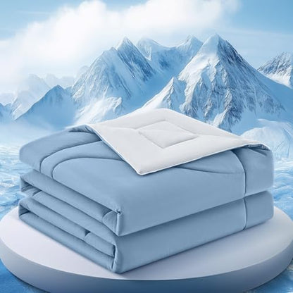 Cooling Comforter Queen Size for Hot Sleepers，80″x90″, Light Blue