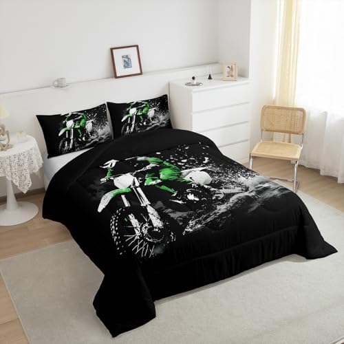 Feelyou Dirt Bike Comforter Set Toddler Size Racing Themed Bedding Set