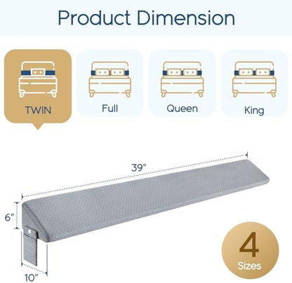 Homemate Twin Size（39"x10"x6"） Bed Wedge Pillow for Headboard - Upgraded Bed Gap Filler Twin Between Mattress and Headboard - Wedge Pillow headboard - Grey