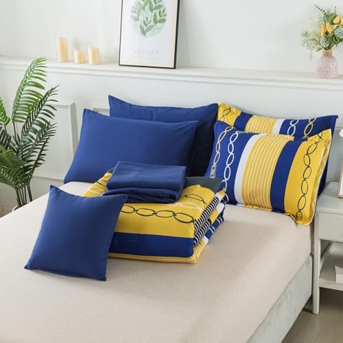 Anibedding Comforter Set California King Size,Striped Bed in a Bag,