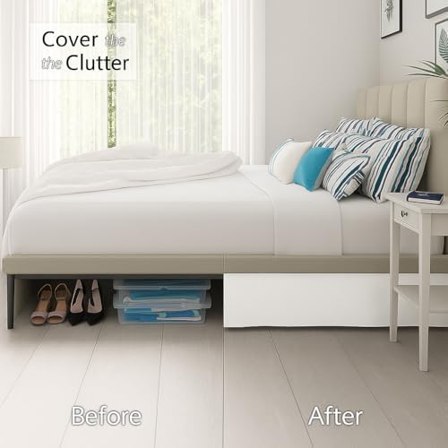 Mattress-Homes Luxury Box Pleated Bed Skirt Split Corners Platform Style Easy Fit Fade & Wrinkle Resistant with Tailored Drop 14 Inch (Twin, White)