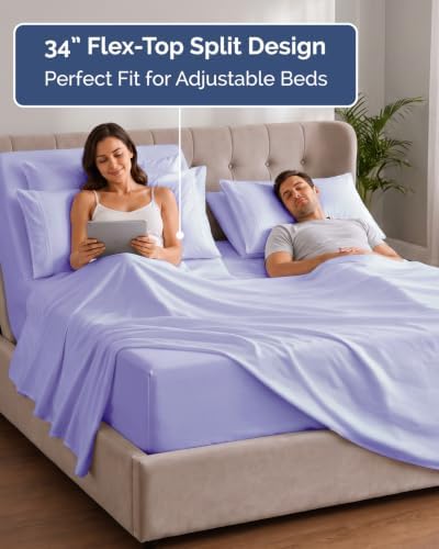 Extra Deep Flex Top Split Head King Sheet Set - 6pc Sheets - Lavender Pink