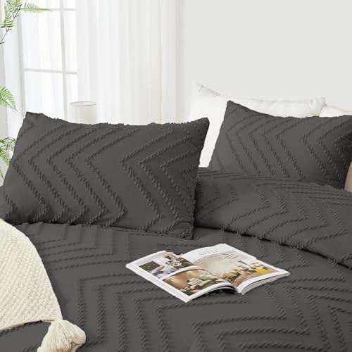 Andency Dark Grey Oversized Super King Comforter Set 120x120 Extra Large