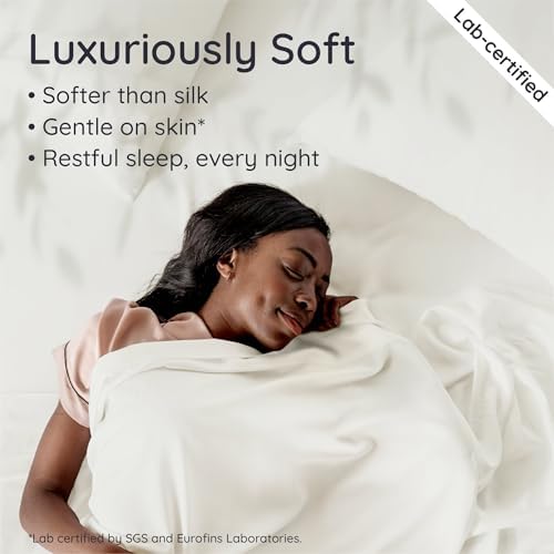 Bambaw King Sheet Set 6pcs – 100% Viscose Derived from Bamboo Sheets King Deep Pocket, Fits Up to 16'' with Elastic Corner Straps, King Cooling Sheets, Hotel Luxury Bed Sheets Set (Ivory)