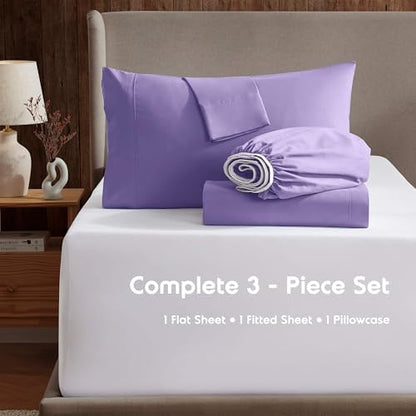 Nestl Twin XL Sheet Set - Bed Sheets - Lavender - 3-Piece Deep Pocket