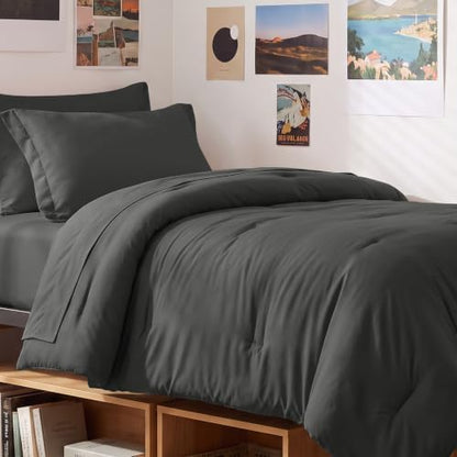 CozyLux Twin XL Comforter Dark Grey, 5 Pieces Bed in a Bag