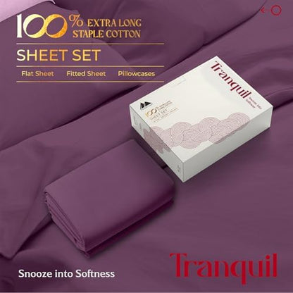 Mayfair Linen Egyptian Cotton Plum Queen Sheets Set - Luxury 800 Series High Thread Count Queen Bed Sheet Set (4 PC), Soft Cooling 16" Deep Pocket Hotel Quality Bed Sheet Set - Tranquil Collection