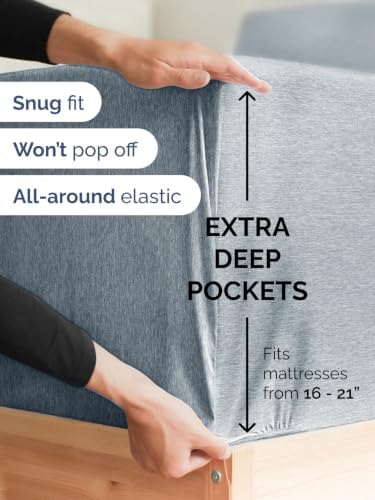 Extra Deep Pocket Full Sheet Set - Breathable & Cooling - Heathered Blue