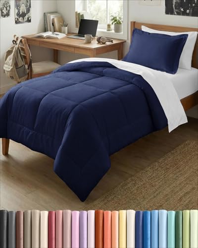 Twin XL Comforter Set - Navy Bedding for All Seasons - 2 Piece Bed Set