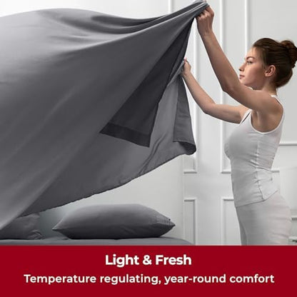 Mellanni Iconic 5-Piece, Ultra Soft Sheet Set (Split King, Gray)