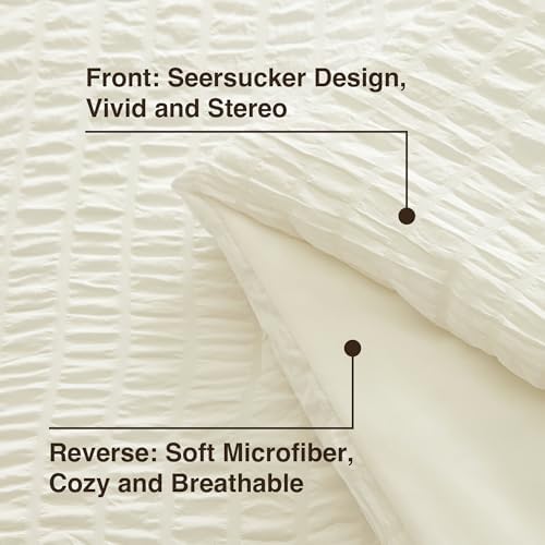 Love's cabin Seersucker Ivory King Size Comforter Set