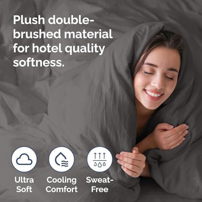 Duvet Cover King Size - Soft 3 Piece with Zipper Closure - Dark Grey