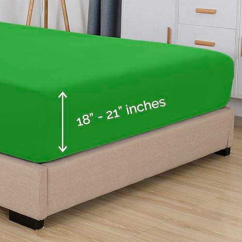 Elegant Comfort 1500 Premium Hotel Quality 18-21 Inches Deep - Extra Deep Pocket Single Fitted Sheet for High Mattress, Luxury and Softest, Smart Pocket - Wrinkle Free, Full, Emerald Green