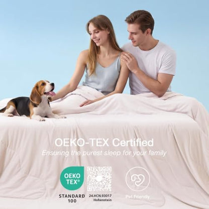 MUXHOMO Cooling Comforter King Size, Cooling Blanket for Hot Sleepers and Night Sweats, Lightweight Summer Comforter with Breathable Bamboo-Derived Rayon Fill, 104x90 Inches, Beige