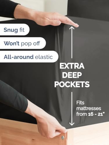 Extra Deep Pocket Full Size Sheet Set - Breathable & Cooling - Charcoal