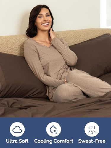CGK Linens Extra Deep Cal King Fitted Sheet - Fitted Sheet Only - Brown