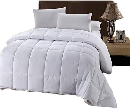 Royal Hotel Bedding White Down Alternative Queen Comforter with Corner Tabs - Hypoallergenic All-Season Plush Hotel Style Comforter, Duvet Insert Oversized Queen 92x98