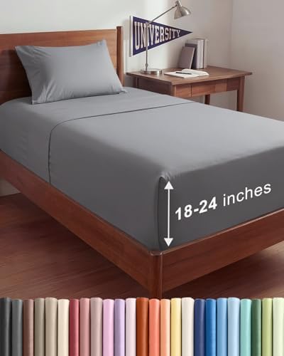 Extra Deep Twin XL Sheet Set - 3 Piece College Dorm Room - Steel Blue
