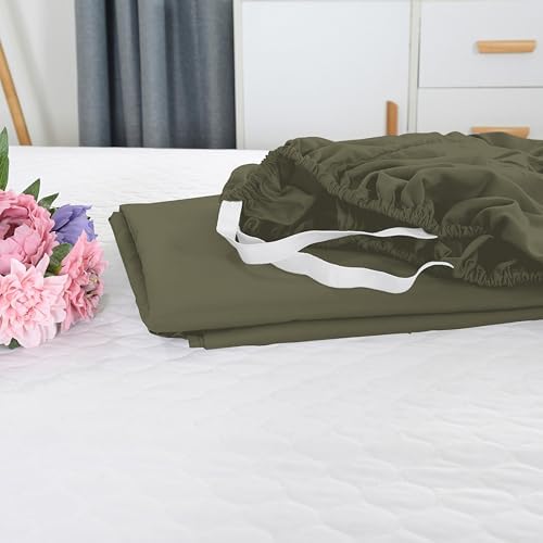 Elegant Comfort 1500 Premium Hotel Quality 18-21 Inches Deep - Extra Deep Pocket Single Fitted Sheet for High Mattress, Luxury and Softest, Smart Pocket - Wrinkle Free, King, Green