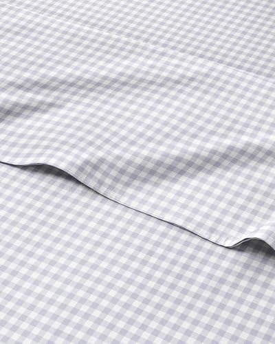 Full 4 Piece Striped Sheet Set - Soft, Breathable & Cooling - Grey Gingham