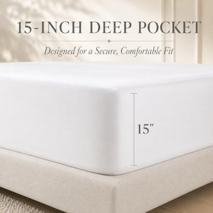 Queen Size Sheets, 400 Thread Count Luxury Cotton Queen Sheets - Light Blue