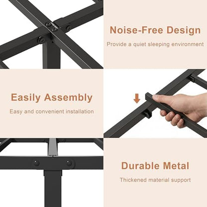 OSASET Queen Bed Frame with Headboard - 14 Inch Queen Bed Frame Metal Bed Frame Queen Size No Box Spring Noise Free Easy Assembly