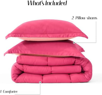 HIG 3pc Hot Pink Twin/Twin XL Bedding Comforter Set Duvet Insert Blanket