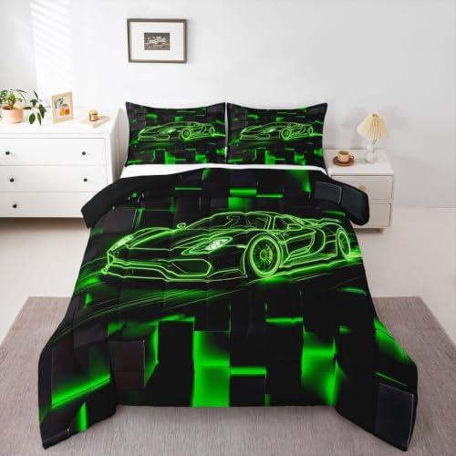 Feelyou Race Car Comforter Set King Size Bedding Set Breathable Soft