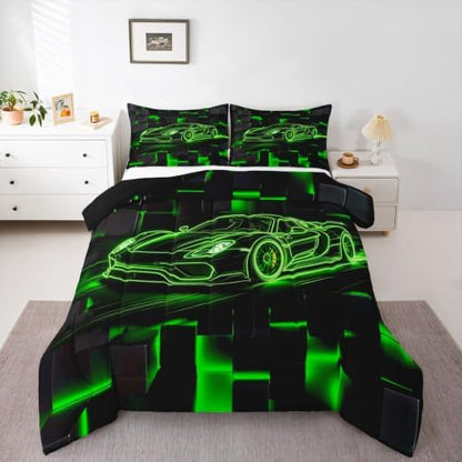 Feelyou Race Car Comforter Set King Size Bedding Set Breathable Soft