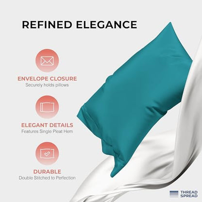 THREAD SPREAD 100% Egyptian Cotton King Size Sheets Set - Luxury 1200 Series Plush Collection Egyptian Cotton Sheets King Size (4 PC, Teal), Silky Soft, Cooling, 17" Deep Pocket Bed Set