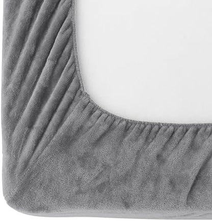 Elegant Comfort Luxuriously Soft 4-Piece Velvet Plush Flannel Sheet Set - Premium Quality - Cozy Warm, Anti-Static, Non Pilling Fuzzy Velvet Flannel Fleece Deep Pocket Sheet Set - Cal King, Gray