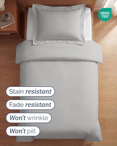 Duvet Cover Twin/Twin XL - 2 Piece Set, College Dorm Room - French Grey