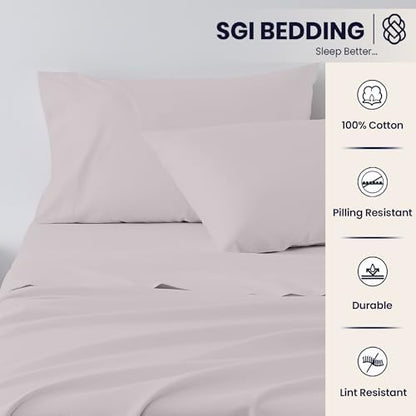 SGI Split King Sheet Set for Adjustable Bed Egyptian Premium Cotton Sheets for Sleep Number Bed 15" Deep Pocket 5 Pc Set with 2 Twin XL Fitted Sheets Soft Breathable - Silver