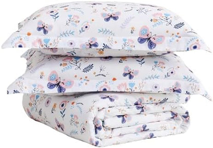 Yibeizi Floral Butterfly Comforter Set for Girls Twin Size Bedding