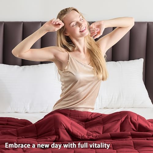 yescool Weighted Blanket for Adults 20lbs Twin Size, 48" x 72", Red