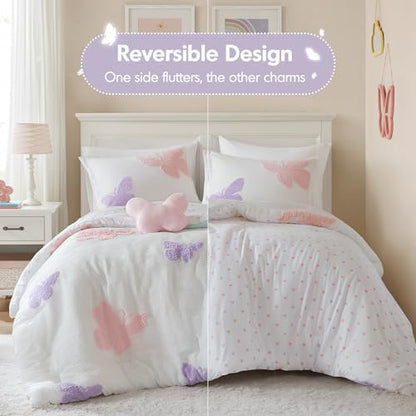 Intelligent Design Kids Girls Butterflies Multi Queen Comforter Set, 4pc