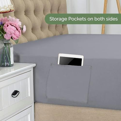Elegant Comfort 1500 Premium Hotel Quality 18-21 Inches Deep - Extra Deep Pocket Single Fitted Sheet for High Mattress, Luxury and Softest, Smart Pocket - Wrinkle Free, Full, Gray