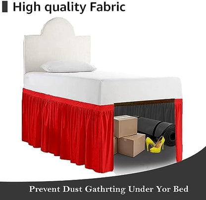 Full XL 30" Inch Drop Long Dorm Bed Skirt, Ruffled Pattern College Dorm Room Bed Skirts, Split Corner, Easy Care, No Wrinkle Microfiber Bed Skirt