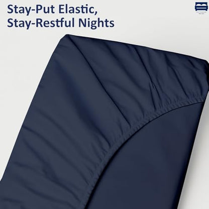 1 PC Cot Size 25" x 75" Fitted Sheet Only, 100% Egyptian Cotton, Navy Blue