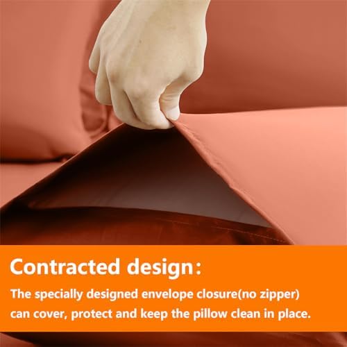 TAIMIT Burnt Orange Queen Size Comforter Set - 7 Pieces, Bed in a Bag Bedding Sets with All Season Soft Quilted Warm Fluffy Reversible Comforter,Flat Sheet,Fitted Sheet,2 Pillow Shams,2 Pillowcases